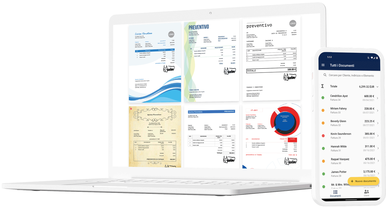 usa un laptop o un telefono cellulare per creare un preventivo ora