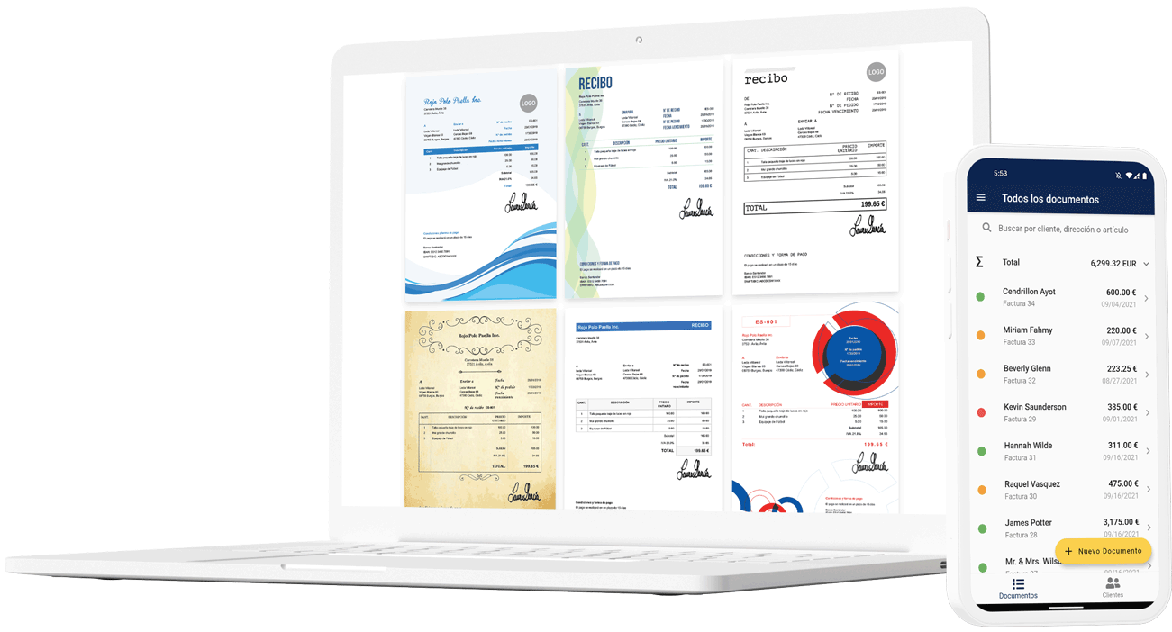 teléfono móvil creando un recibo