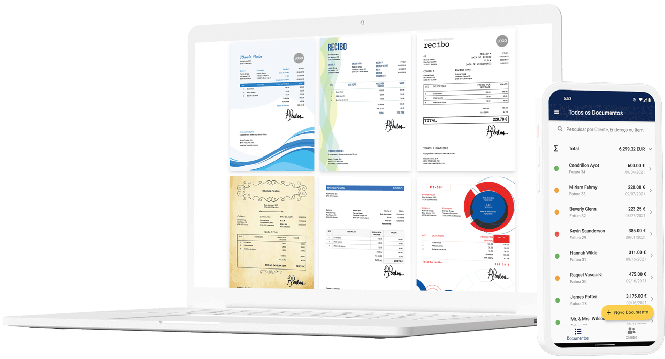 use um laptop ou telefone celular para criar um recibo agora